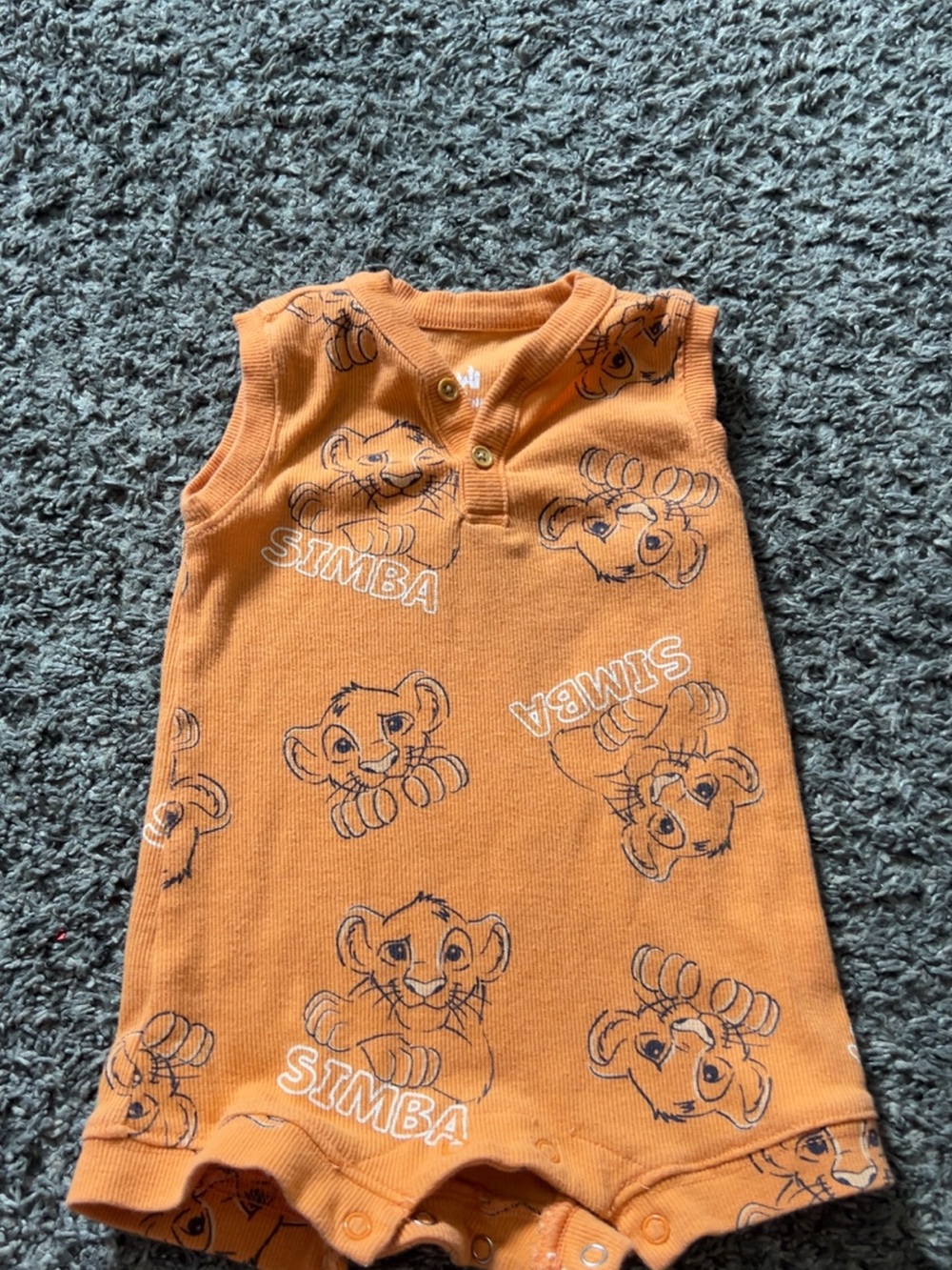 Disney Orange Simba Sleeveless Romper